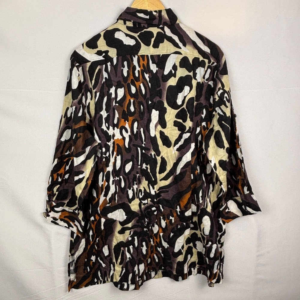 Women Long Sleeve Linen Button Up Tunic Sz 48: 16 XL Lagenlook‎ In Linea Firenze - Picture 4 of 9